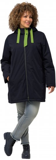 Ulla Popken HYPRAR Triple Function Contrast Trim Quilted Lining Jacket Navy - Bundy - 