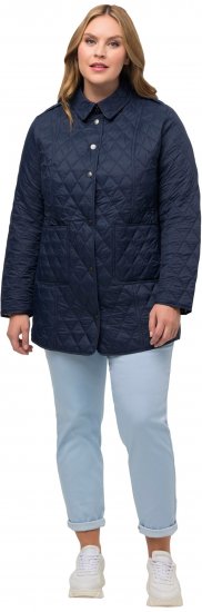 Ulla Popken Quilted Jacket with Plaid Lining Navy - Bundy - 