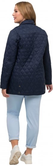 Ulla Popken Quilted Jacket with Plaid Lining Navy - Bundy - 