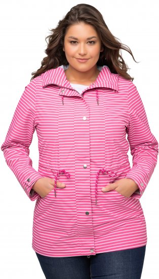 Ulla Popken HYPRAR Striped Triple Function Jacket Fuchsia Pink - Bundy - 