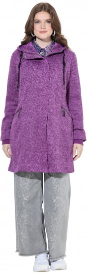 Ulla Popken Knit Fleece-Lined Jacket Purple - Bundy - 
