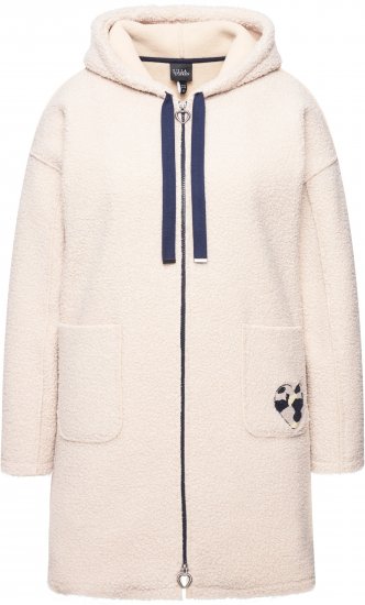 Ulla Popken Oversized Teddy Plush Heart Detail Jacket Pebble Grey - Bundy - 