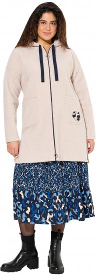 Ulla Popken Oversized Teddy Plush Heart Detail Jacket Pebble Grey - Bundy - 