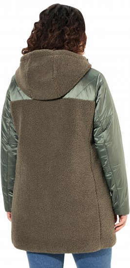 Ulla Popken Mixed Texture Fleece Quilted Jacket Olive - DÁMSKÉ OBLEČENÍ 40-66 - 