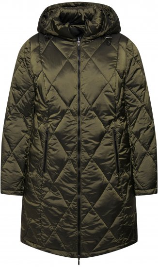Ulla Popken HYPRAR Diamond Quilted Jacket Bottle Green - Bundy - 