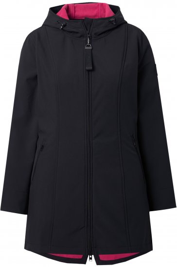 Ulla Popken Hyprar Soft Shell Water Repellent Hooded Jacket Black - Bundy - 