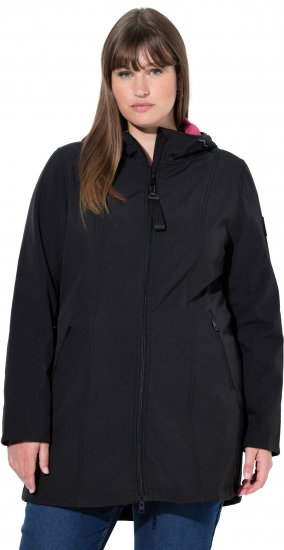 Ulla Popken Hyprar Soft Shell Water Repellent Hooded Jacket Black - Bundy - 