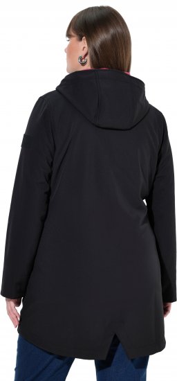Ulla Popken Hyprar Soft Shell Water Repellent Hooded Jacket Black - Bundy - 