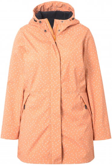 Ulla Popken Raindrop Print Longline Waterproof Jacket Mandarin - Bundy - 