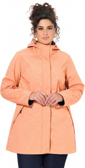 Ulla Popken Raindrop Print Longline Waterproof Jacket Mandarin - Bundy - 