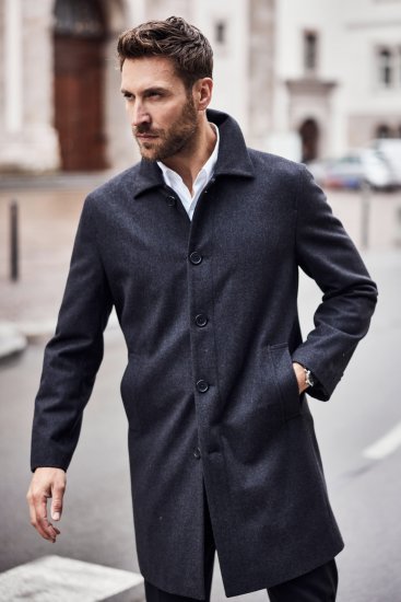 JP1880 Coat Wool Blend Water Repellent Dark Grey - Bundy - Bundy Nadměrné Velikosti - 2XL-8XL