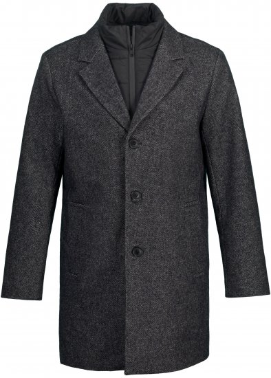 JP1880 Coat Wool Blend Quilted Insert Black - Bundy - Bundy Nadměrné Velikosti - 2XL-8XL