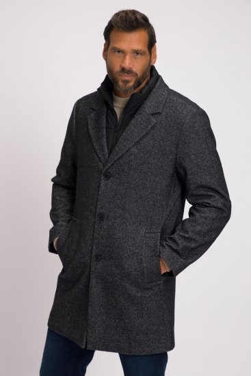 JP1880 Coat Wool Blend Quilted Insert Black - Bundy - Bundy Nadměrné Velikosti - 2XL-8XL