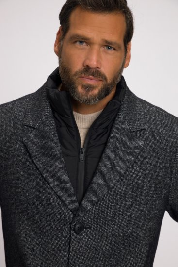 JP1880 Coat Wool Blend Quilted Insert Black - Bundy - Bundy Nadměrné Velikosti - 2XL-8XL