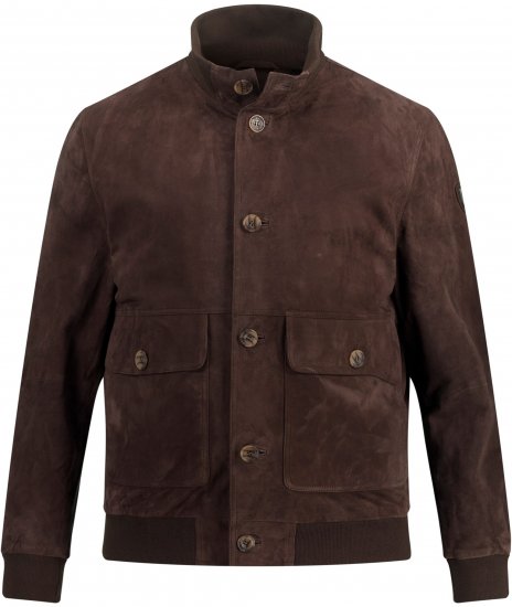 JP1880 Leather Jacket Goat Suede Espresso Brown - Bundy - Bundy Nadměrné Velikosti - 2XL-8XL