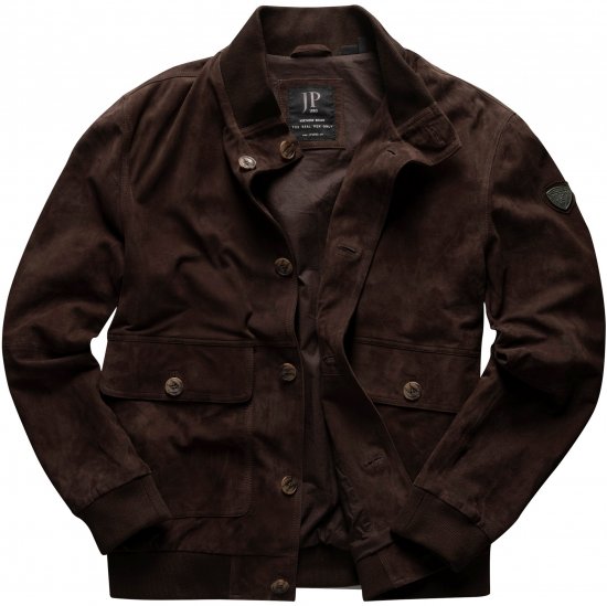 JP1880 Leather Jacket Goat Suede Espresso Brown - Bundy - Bundy Nadměrné Velikosti - 2XL-8XL