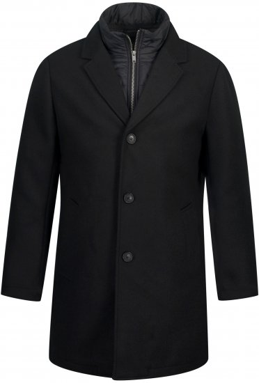 JP1880 Coat Wool Blend Quilted Black - Bundy - Bundy Nadměrné Velikosti - 2XL-8XL