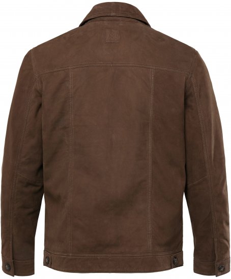JP1880 Leather Jacket Nubuck Shirt Collar Brown - Bundy - Bundy Nadměrné Velikosti - 2XL-8XL