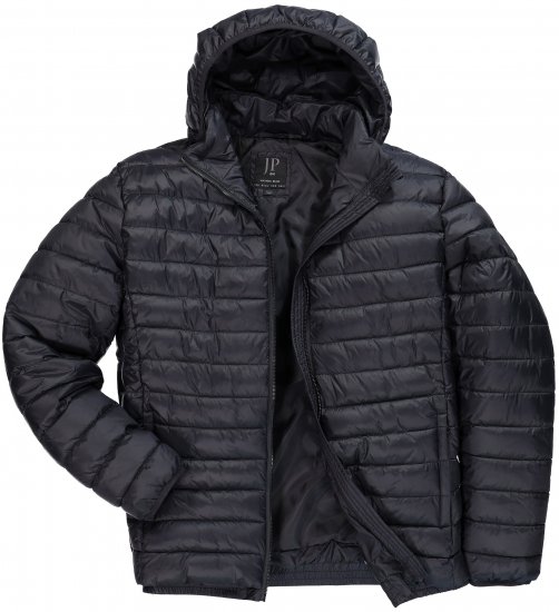 JAY-PI Lightly Quilted Jacket with a Hoodie Black - Bundy - Bundy Nadměrné Velikosti - 2XL-8XL