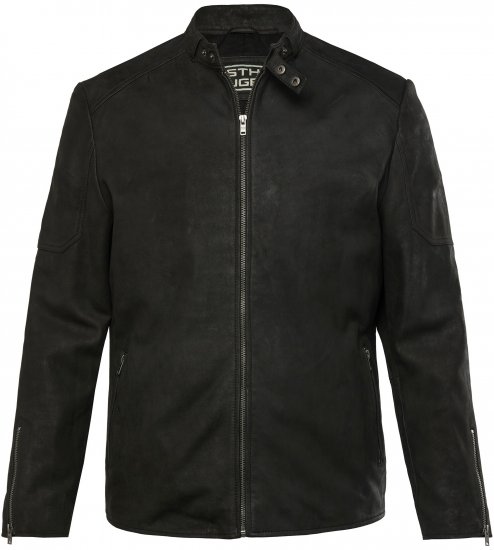 STHUGE Leather Biker Jacket Lamb Nappa Leather Black - Bundy - Bundy Nadměrné Velikosti - 2XL-8XL