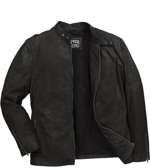 STHUGE Leather Biker Jacket Lamb Nappa Leather Black - Bundy - Bundy Nadměrné Velikosti - 2XL-8XL