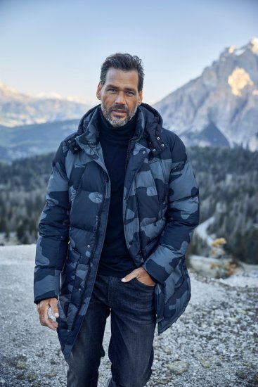 JP1880 Quilted Parka with Camouflage Drawstring Waist Black - Bundy - Bundy Nadměrné Velikosti - 2XL-8XL
