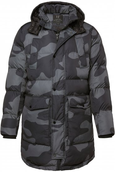 JP1880 Quilted Parka with Camouflage Drawstring Waist Black - Bundy - Bundy Nadměrné Velikosti - 2XL-8XL