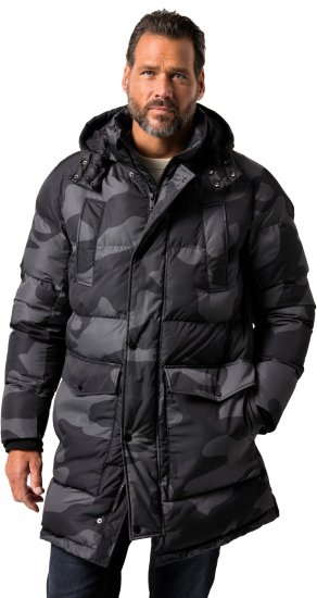 JP1880 Quilted Parka with Camouflage Drawstring Waist Black - Bundy - Bundy Nadměrné Velikosti - 2XL-8XL