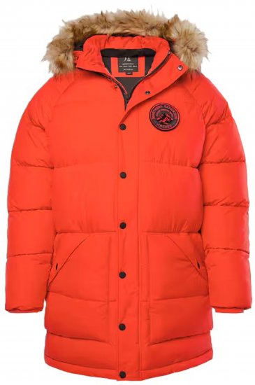 JP1880 Parka Quilted Faux Fur Hood Red - Bundy - Bundy Nadměrné Velikosti - 2XL-8XL