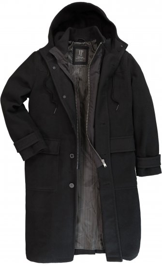 JP1880 Water-repellent Functional Coat with Wool Look Black - Bundy - Bundy Nadměrné Velikosti - 2XL-8XL