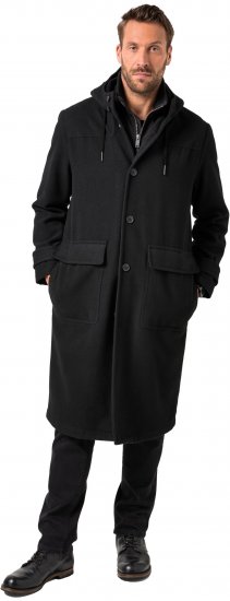 JP1880 Water-repellent Functional Coat with Wool Look Black - Bundy - Bundy Nadměrné Velikosti - 2XL-8XL