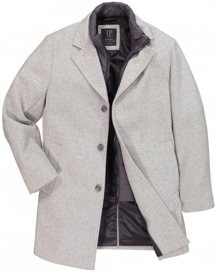 JP1880 Wool Blend Coat with Nylon Insert Grey - Bundy - Bundy Nadměrné Velikosti - 2XL-8XL
