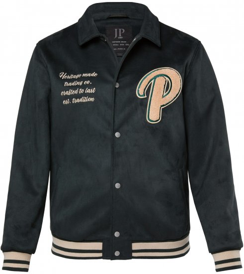 JP1880 Blouson Velour with Chest Embroidery Dark Green - Bundy - Bundy Nadměrné Velikosti - 2XL-8XL