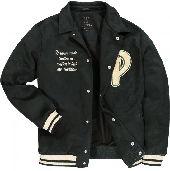 JP1880 Blouson Velour with Chest Embroidery Dark Green - Bundy - Bundy Nadměrné Velikosti - 2XL-8XL