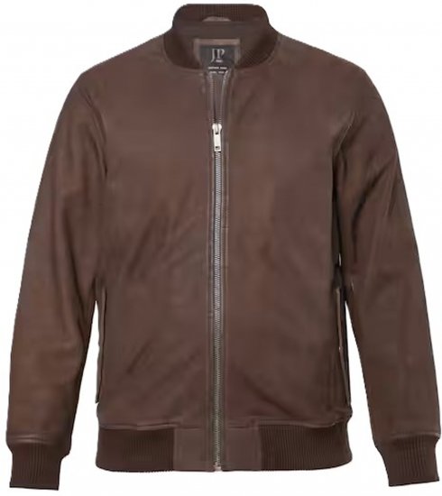 JP1880 Jacket Buffed Nubuck Lamb Leather Brown - Bundy - Bundy Nadměrné Velikosti - 2XL-8XL