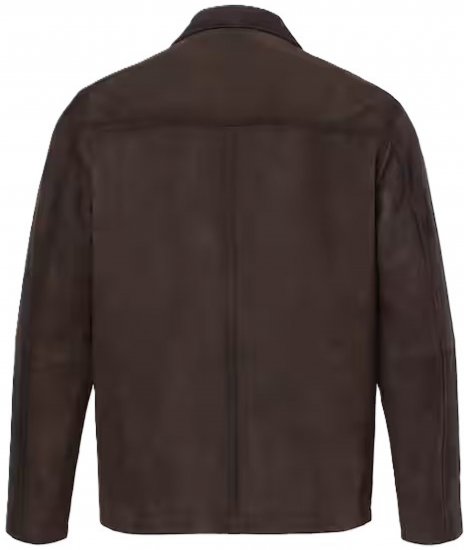 JP1880 Leather Jacket Goat Suede Shirt Collar Dark Brown - Bundy - Bundy Nadměrné Velikosti - 2XL-8XL