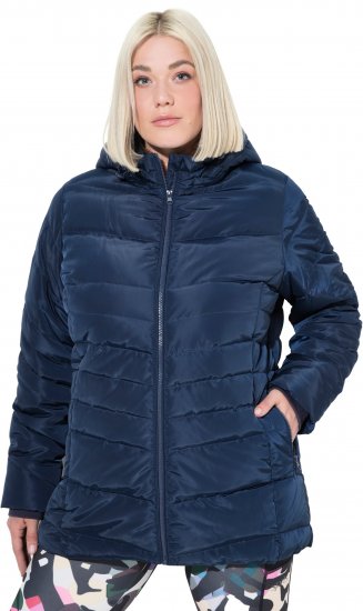 Ulla Popken Quilted Water Repellent Jacket Navy Blue - Bundy & kabáty - 