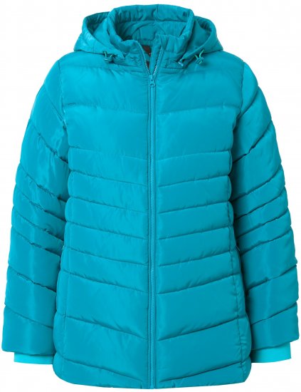 Ulla Popken Quilted Water Repellent Jacket Turquoise - Bundy - 