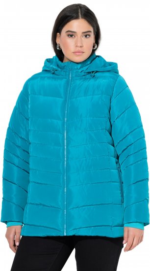 Ulla Popken Quilted Water Repellent Jacket Turquoise - Bundy - 