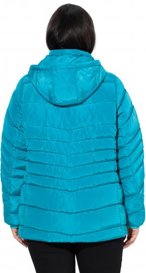 Ulla Popken Quilted Water Repellent Jacket Turquoise - Bundy - 