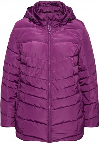 Ulla Popken Quilted Water Repellent Jacket Dark Purple - Bundy - 