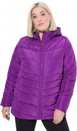Ulla Popken Quilted Water Repellent Jacket Dark Purple - Bundy - 