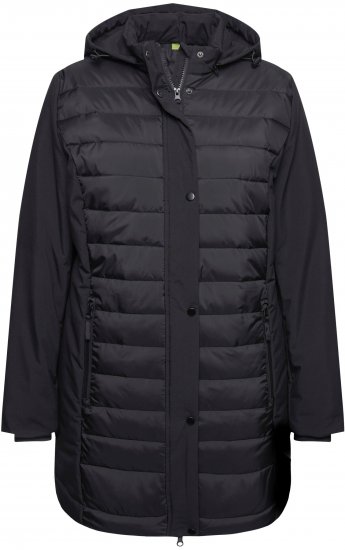 Ulla Popken HYPRAR Mixed Texture Water-Repellent Jacket Black - Bundy - 