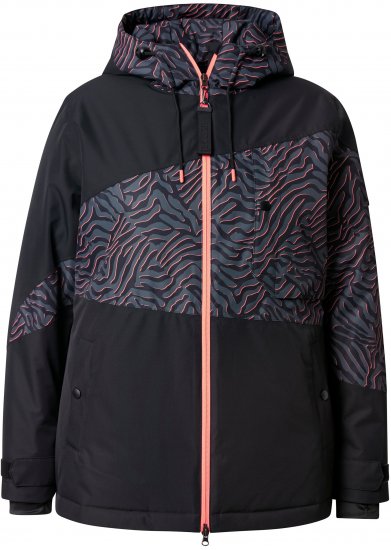 Ulla Popken Neon Ripple Performance Snow Jacket Black - Bundy - 
