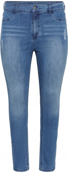 Kaffe Curve Laurina Džíny Washed/Destroyed Blue Denim - Džíny & Kalhoty ve Velkých Velikostech – Plus Size - 