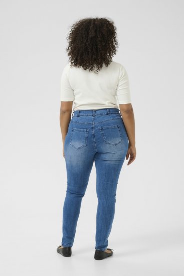 Kaffe Curve Laurina Džíny Washed/Destroyed Blue Denim - Džíny & Kalhoty ve Velkých Velikostech – Plus Size - 