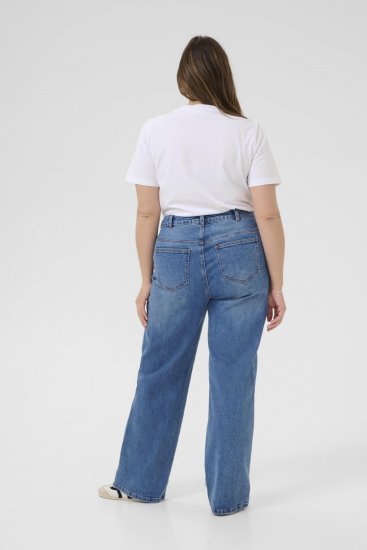 Kaffe Curve Leoana Široké dlouhé džíny Vintage modrá - Džíny & Kalhoty ve Velkých Velikostech – Plus Size - 