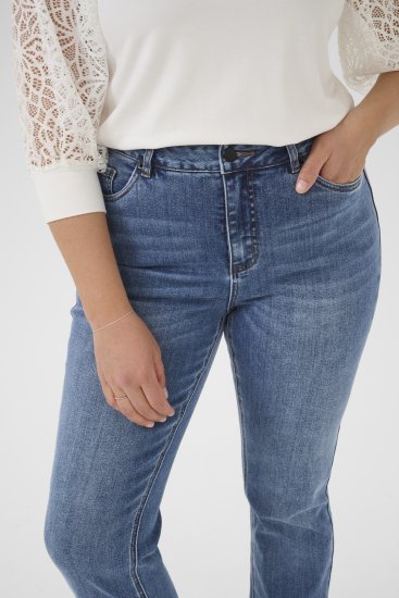 Kaffe Curve Dina Rovné džíny v běžné délce Modrá - Džíny & Kalhoty ve Velkých Velikostech – Plus Size - 