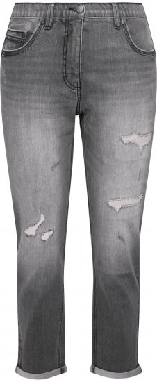 Ulla Popken Distressed Stretch Fit Boyfriend Jeans Dark Denim Blue - Džíny & Kalhoty ve Velkých Velikostech – Plus Size - 