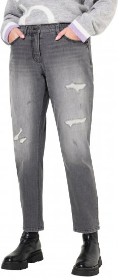 Ulla Popken Distressed Stretch Fit Boyfriend Jeans Dark Denim Blue - Džíny & Kalhoty ve Velkých Velikostech – Plus Size - 